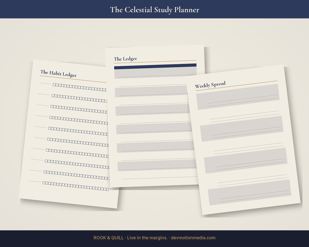 The Celestial Study Planner — spreads