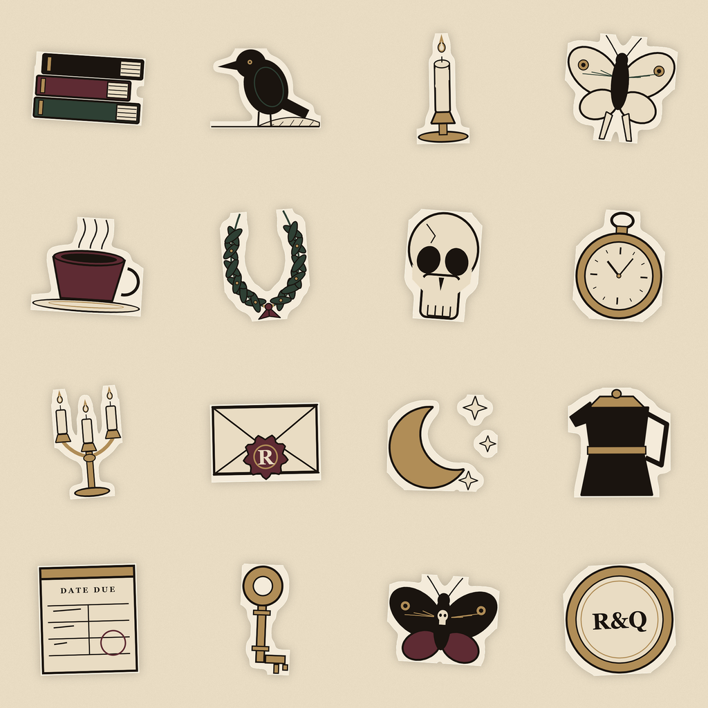 Dark Academia Printable Sticker Set — sticker grid