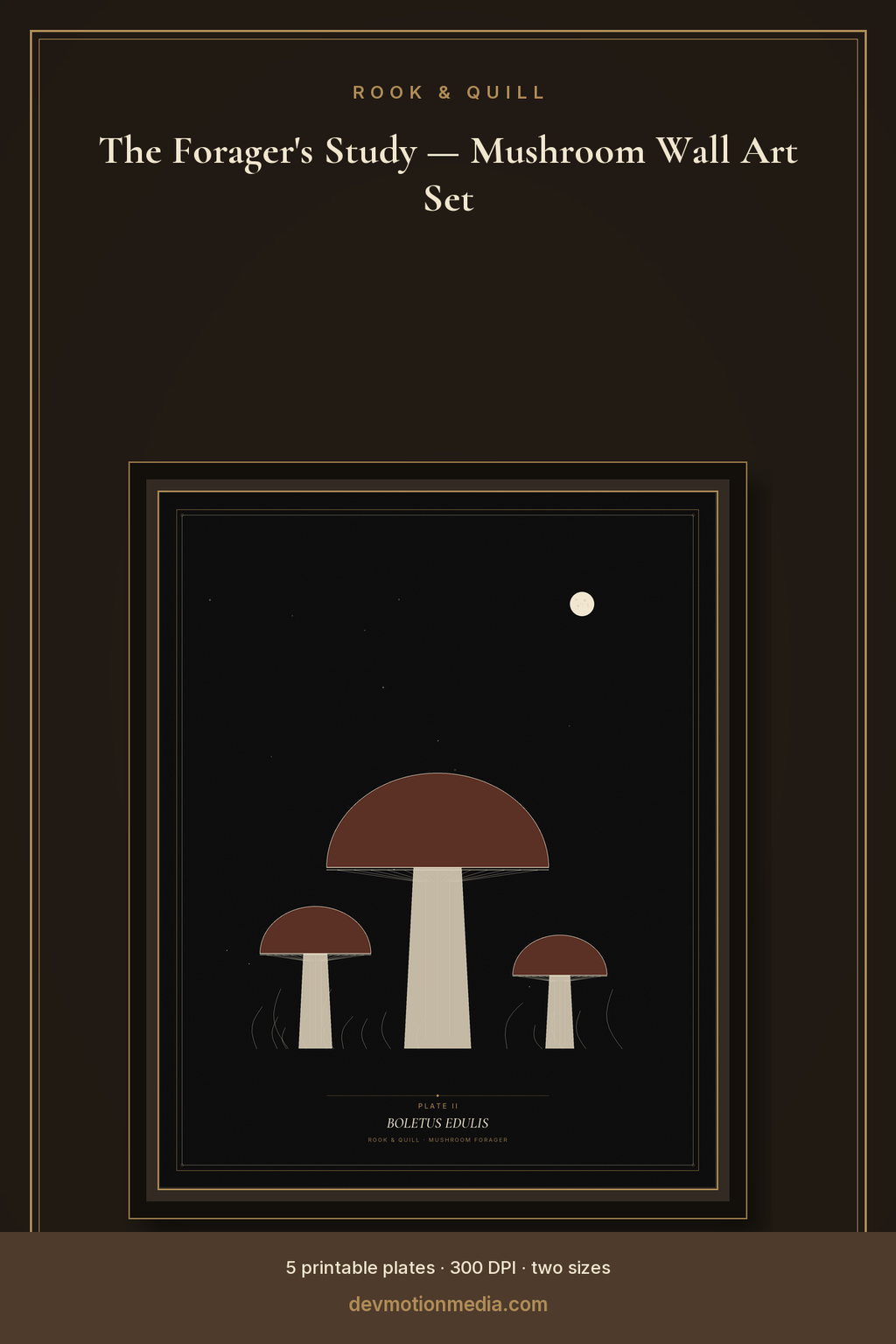 The Forager's Study — Mushroom Wall Art Set — pin