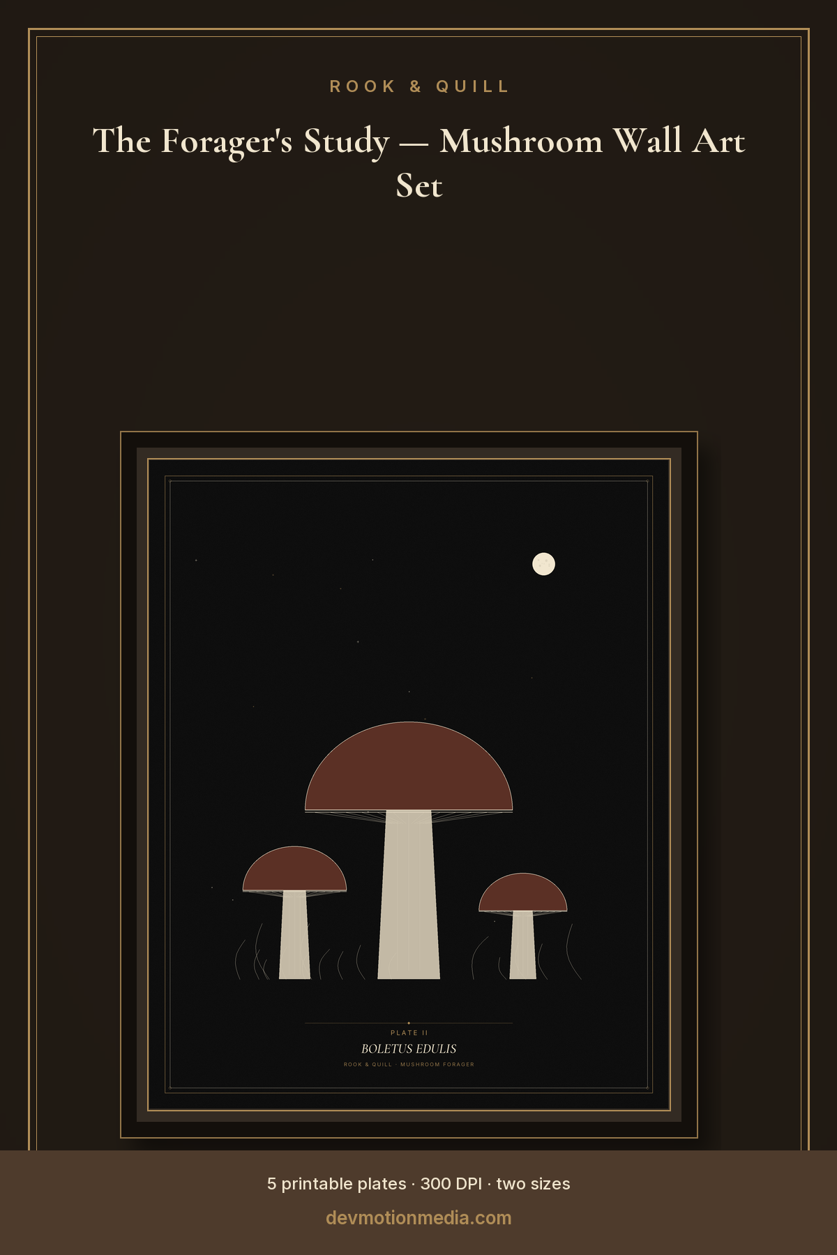 The Forager's Study — Mushroom Wall Art Set — pin