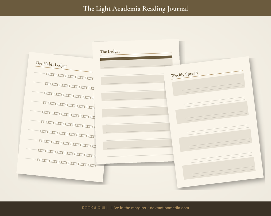 The Light Academia Reading Journal — spreads