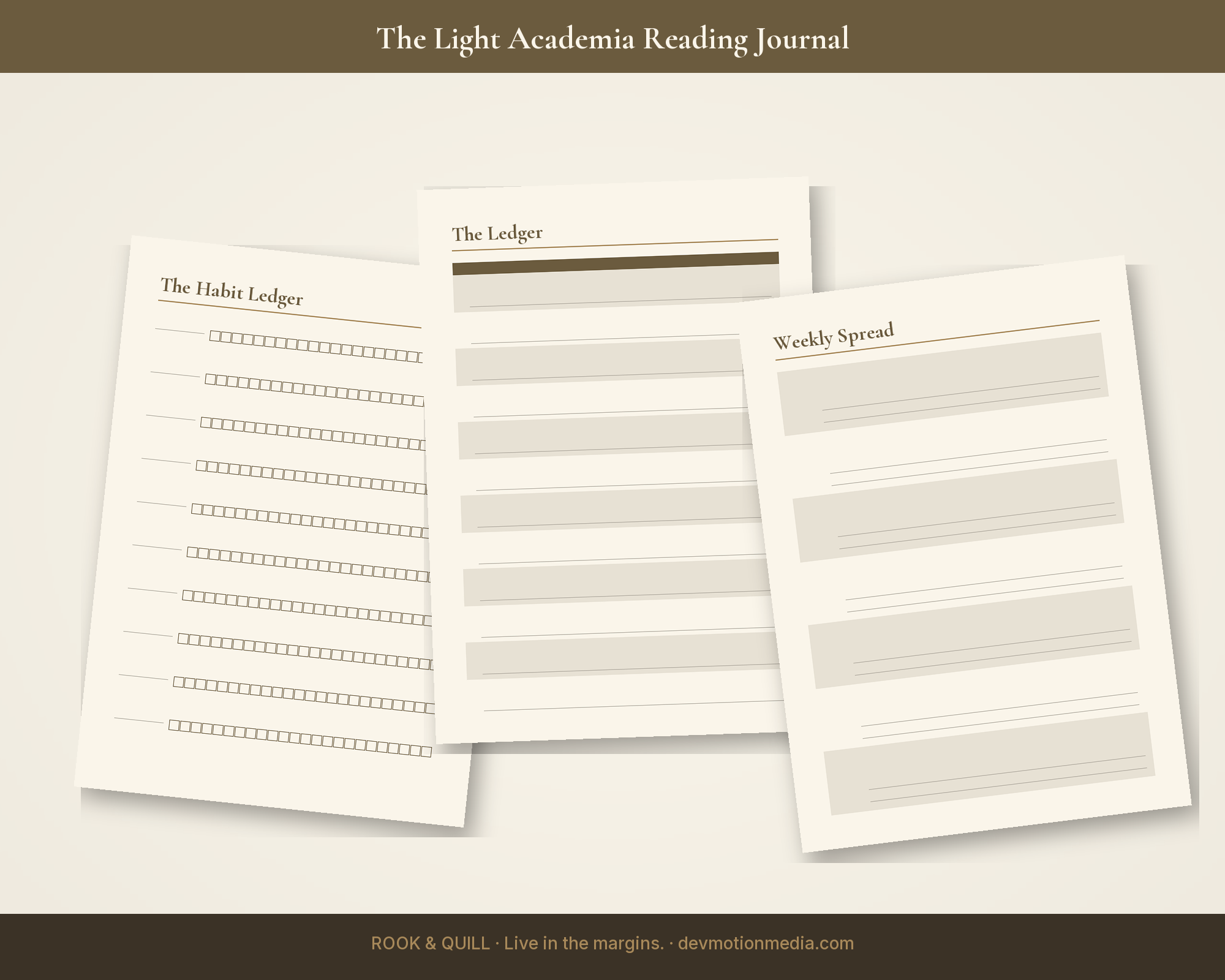 The Light Academia Reading Journal — spreads