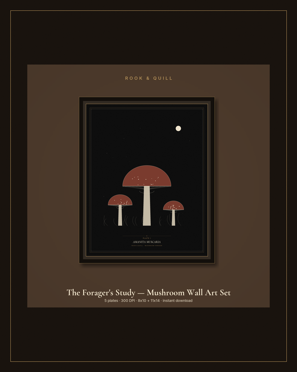 The Forager's Study — Mushroom Wall Art Set