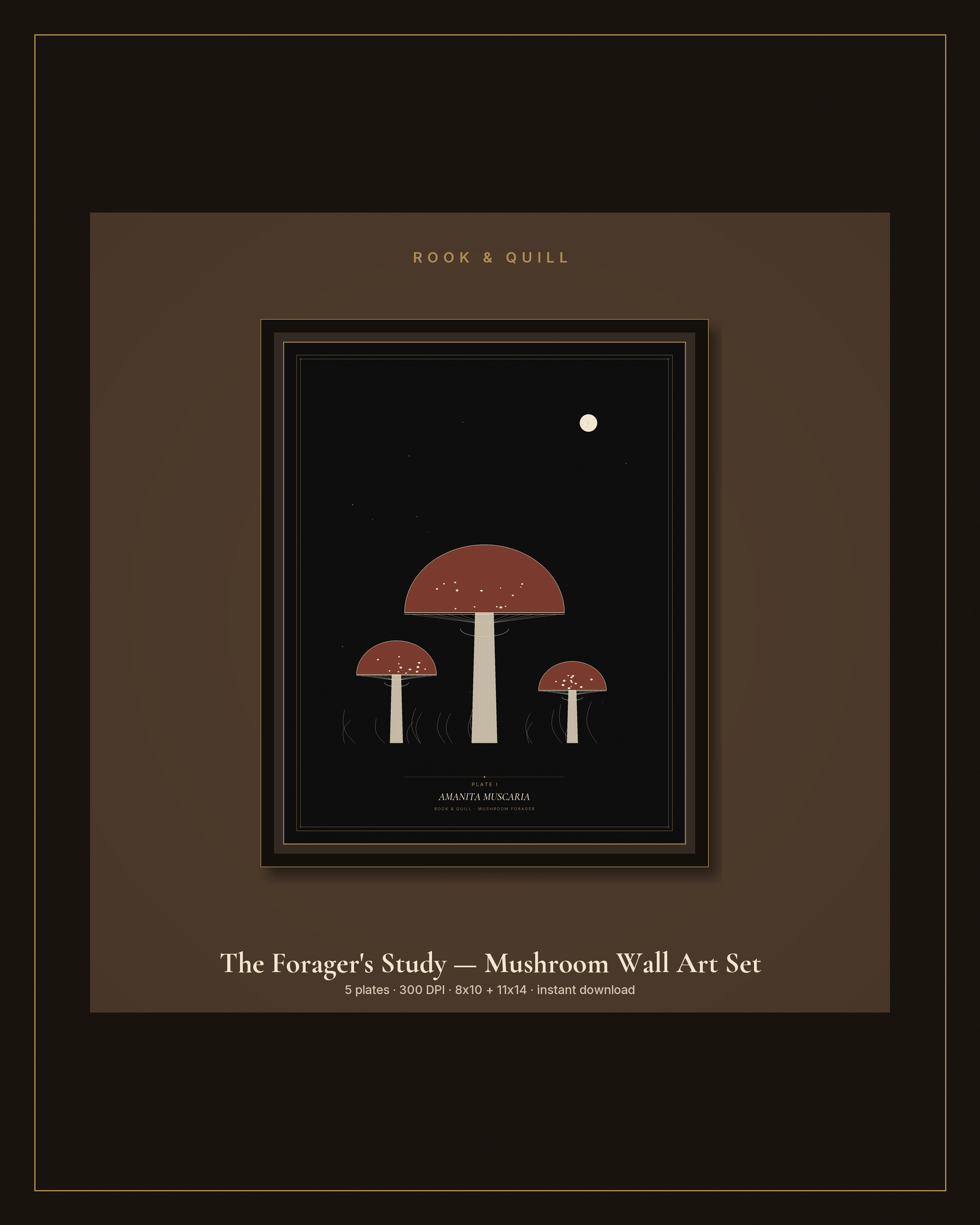 The Forager's Study — Mushroom Wall Art Set